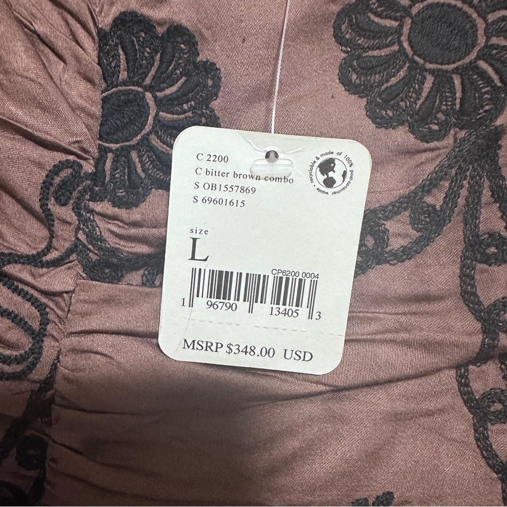 NWT Free People Ruched Women's Mini Dress with Floral Embroidery size L - Picture 7 of 13
